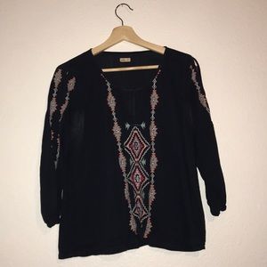 Navy blue shirt with patterns